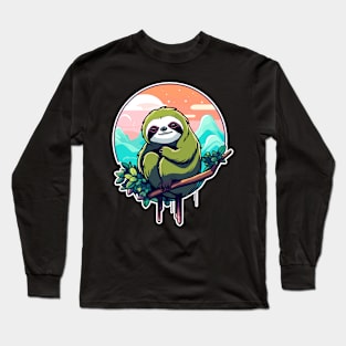 Sloth Illustration Long Sleeve T-Shirt